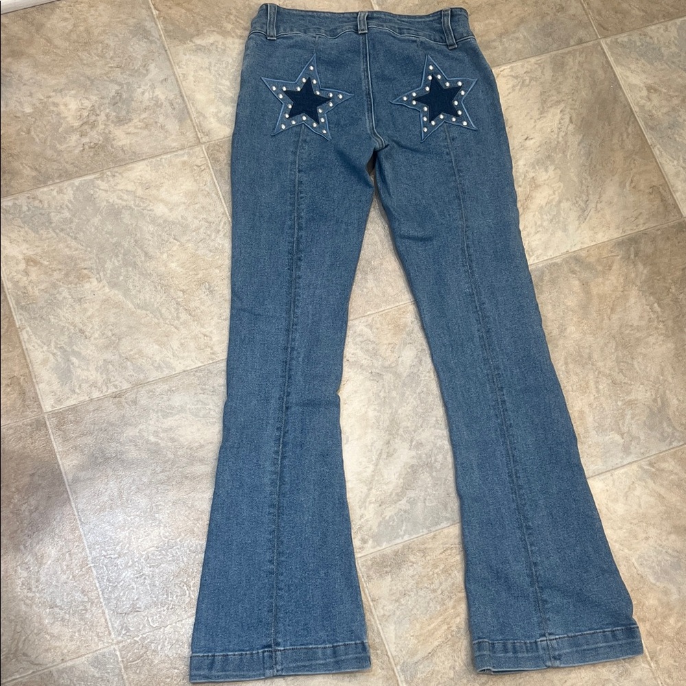 Forever 21 Frankie & the Studs Star Flare Jeans Coastal Cowgirl Cowboys